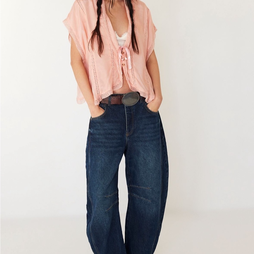 We The Free Good Luck Mid-Rise Barrel Jean 26 Tall